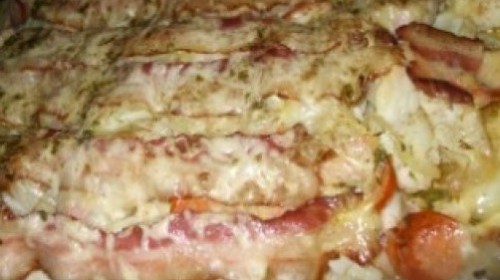 Csirkecomb - Rakott baconos-sajtos csirkecomb